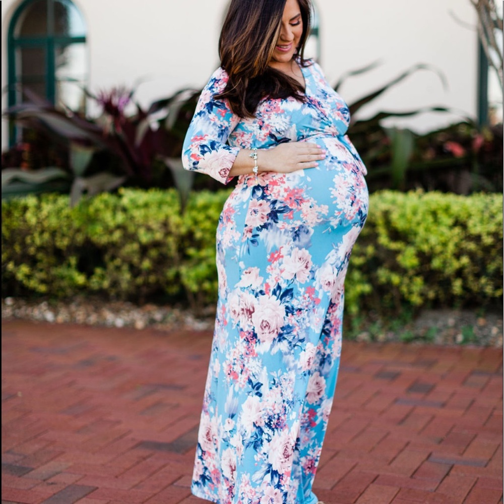 Maternity Dress Pink and Blue Size M